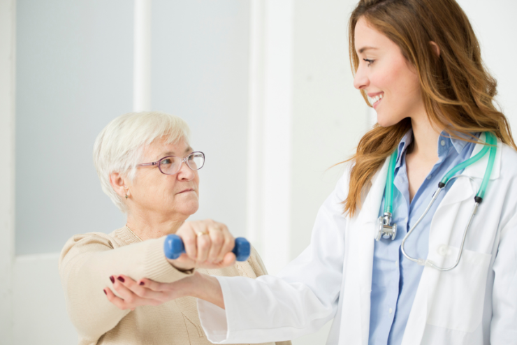 nurse-doing-physical therapy In-Home Senior Care Temple