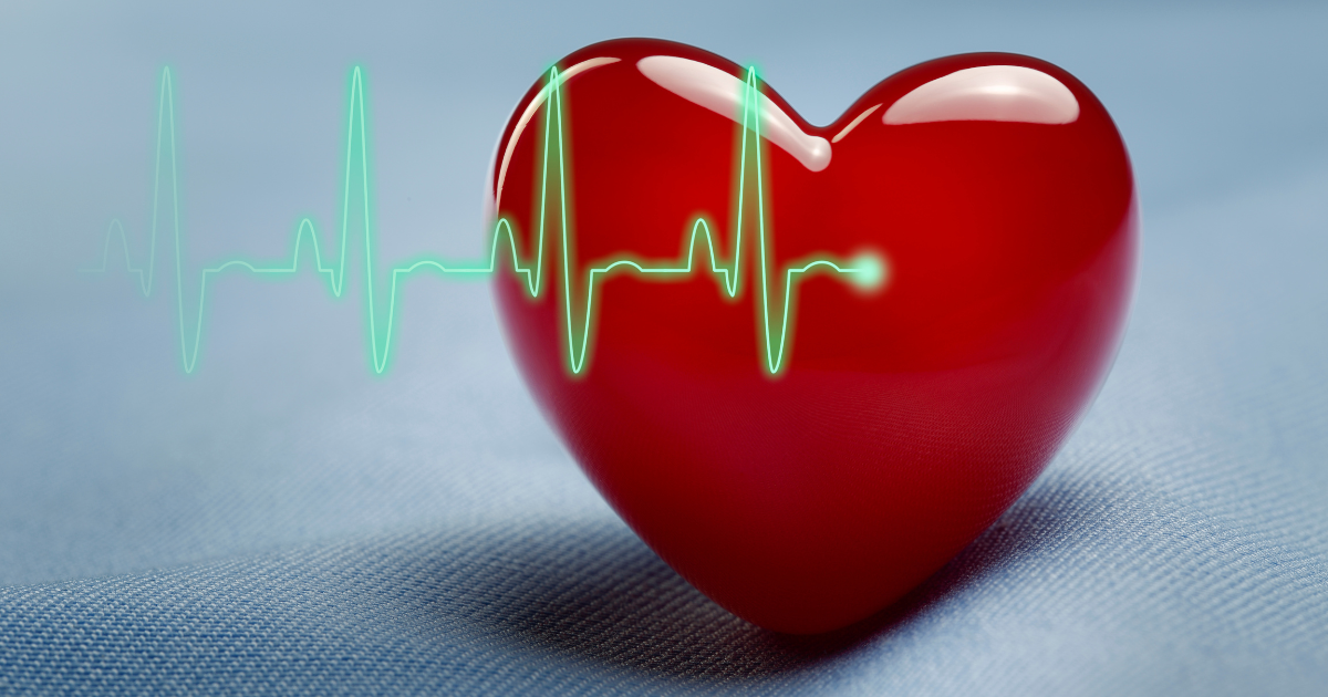 A heart shape and echocardiogram represent the fact that it is Heart Month