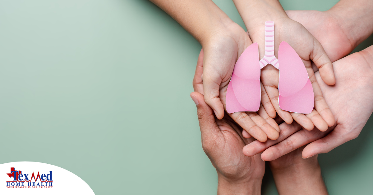 Hands holding paper lungs represent COPD.