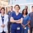 A variety of happy healthcare workers represent the various roles that can come from a career in home health.