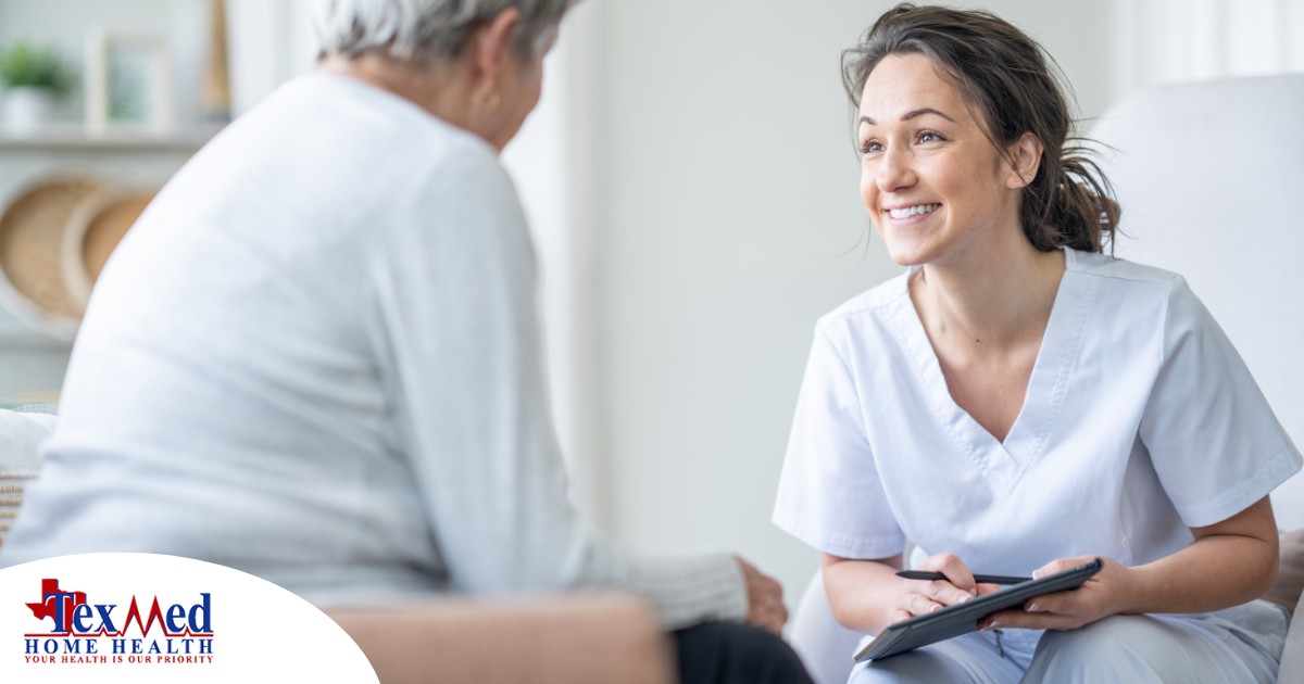 A woman smiles while with a client representing the pros of the home care industry.