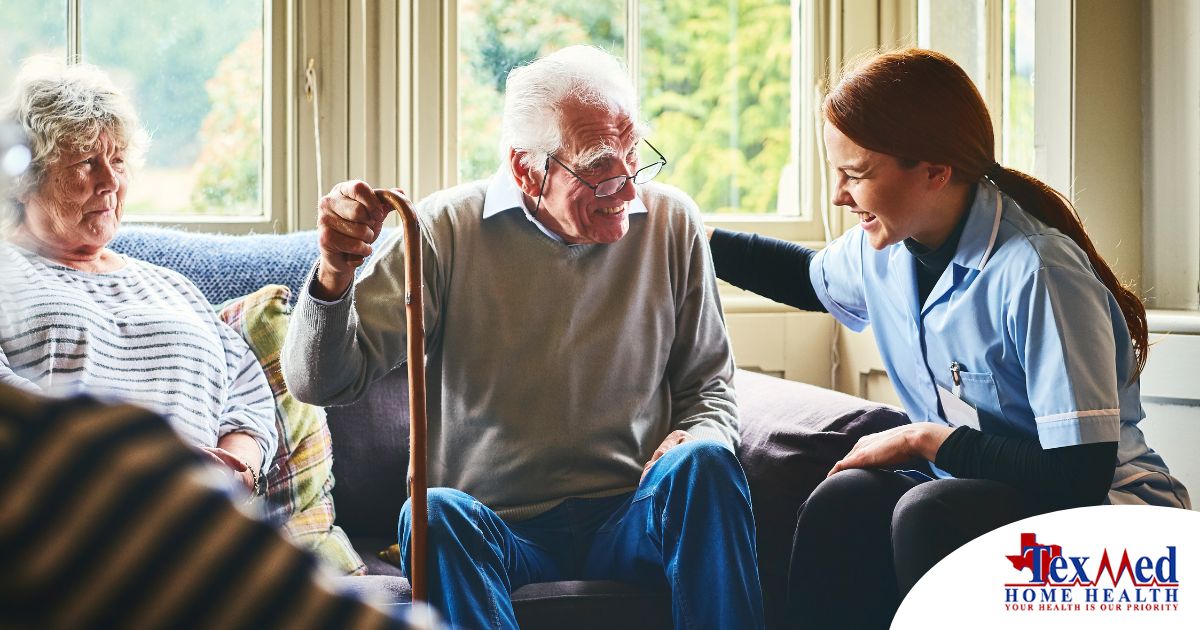 A woman has a good time with her older clients, representing the kind of personal skills needed to be a good caregiver.