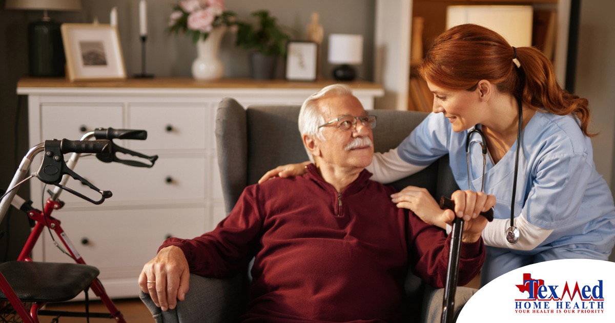 A caregiver helping a woman with a walker make her senior home safer.
