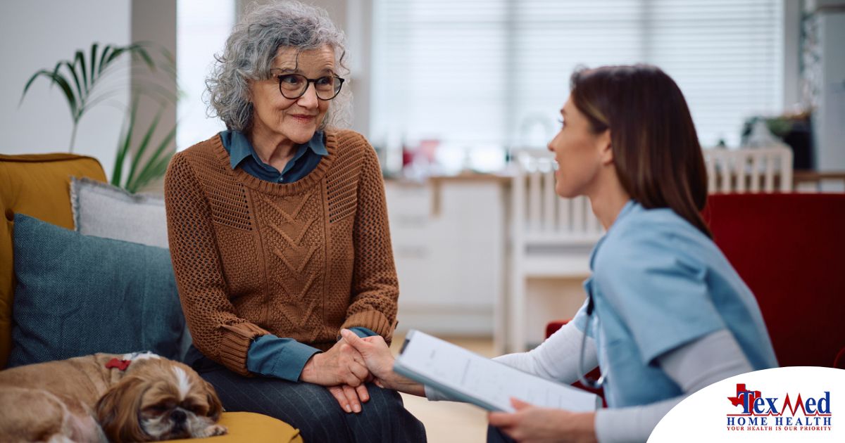 An aide provides home health care support for chronic conditions
